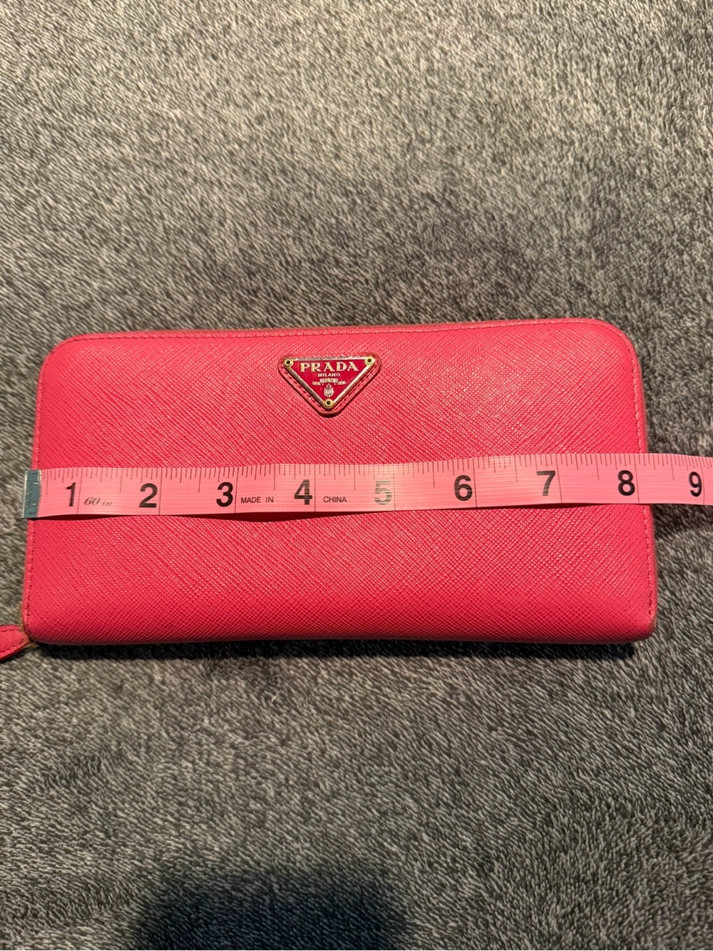 Prada Hot Pink Saffiano Zip Wallet w| Gold Logo - Picture 15 of 16